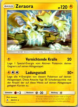 Pokémon-Karte Zeraora 60/214 Kräfte im Einklang