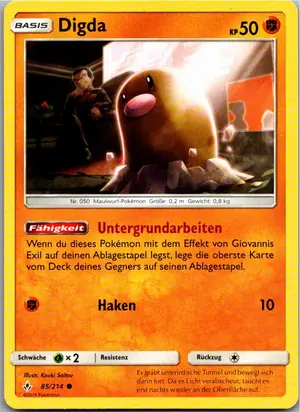 Pokémon-Karte Digda 85/214 Kräfte im Einklang
