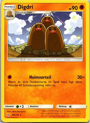 Pokémon-Karte Digdri 86/214 Kräfte im Einklang