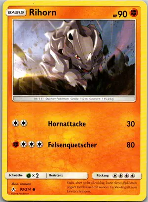 Pokémon-Karte Rihorn 93/214 Kräfte im Einklang