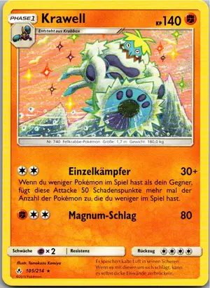 Pokémon-Karte Krawell 105/214 Kräfte im Einklang