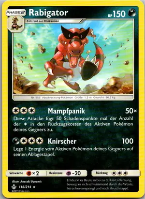 Pokémon-Karte Rabigator 116/214 Kräfte im Einklang
