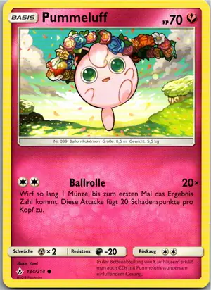 Pokémon-Karte Pummeluff 134/214 Kräfte im Einklang