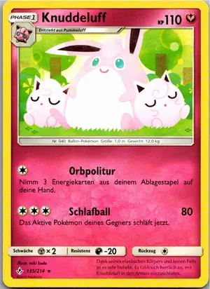 Pokémon-Karte Knuddeluff 135/214 Kräfte im Einklang