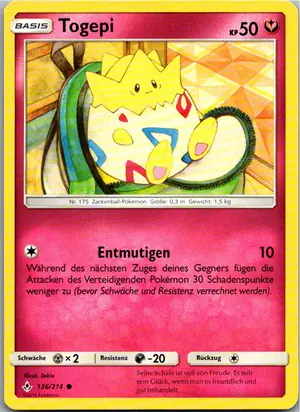 Pokémon-Karte Togepi 136/214 Kräfte im Einklang