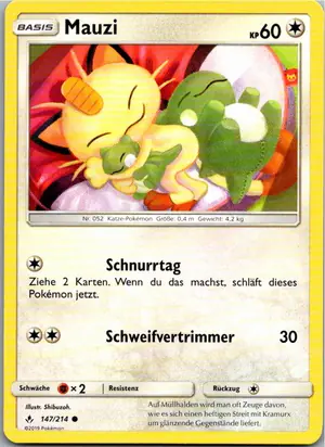 Pokémon-Karte Mauzi 147/214 Kräfte im Einklang