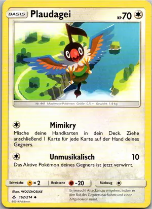Pokémon-Karte Plaudagei 162/214 Kräfte im Einklang