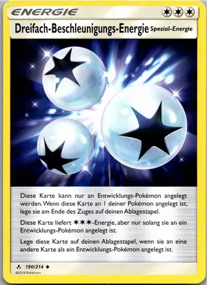 Pokémon-Karte Dreifach-Beschleunigungs-Energie 190/214 Kräfte im Einklang