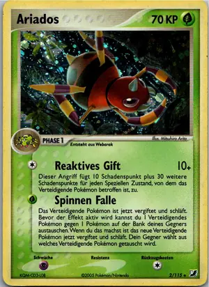 Pokémon-Karte Ariados 2/115 EX Verborgene Mächte