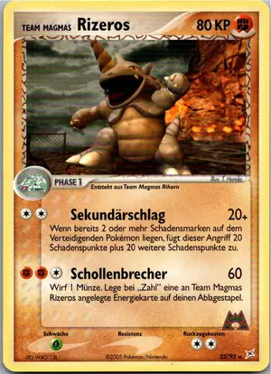 Pokémon-Karte Team Magmas Rizeros 22/95 EX Team Magma vs Team Aqua