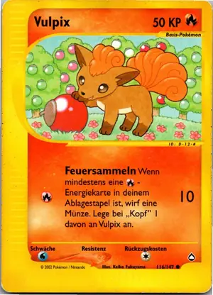 Pokémon-Karte Vulpix 116/147 Aquapolis