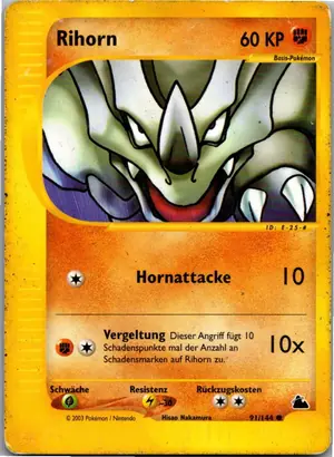 Pokémon-Karte Rihorn 91/144 Skyridge