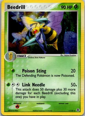 Pokémon-Karte Beedrill Bibor 1/112 EX Feuerrot & Blattgrün