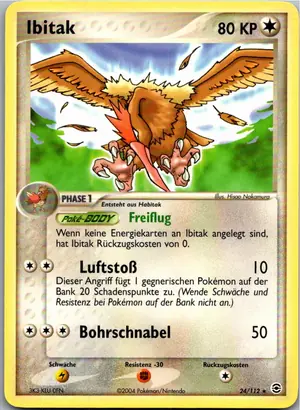 Pokémon-Karte Ibitak 24/112 EX Feuerrot & Blattgrün