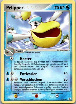Pokémon-Karte Pelipper 19/109 EX Rubin & Saphir