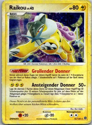 Pokémon-Karte Raikou 16/132 Rätselhafte Wunder