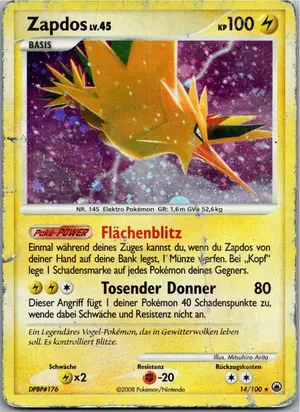Pokémon-Karte Zapdos 14/100 Majestätischer Morgen