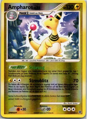 Pokémon-Karte Ampharos 1/132 Rätselhafte Wunder