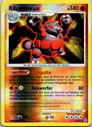 Pokémon-Karte Rihornior 12/130 Diamant & Perl