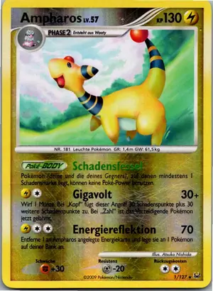 Pokémon-Karte Ampharos 1/127 Platin