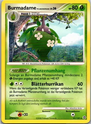 Pokémon-Karte Burmadame Pflanzenumhang 41/132 Rätselhafte Wunder