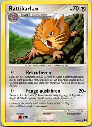Pokémon-Karte Rattikarl 29/99 Arceus