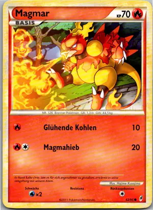 Pokémon-Karte Magmar 62/95 Ruf der Legenden