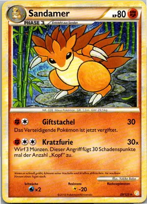 Pokémon-Karte Sandamer 29/123 HeartGold SoulSilver