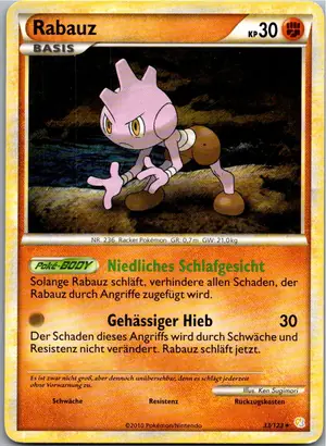 Pokémon-Karte Rabauz 33/123 HeartGold SoulSilver