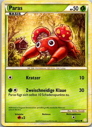 Pokémon-Karte Paras 76/123 HeartGold SoulSilver