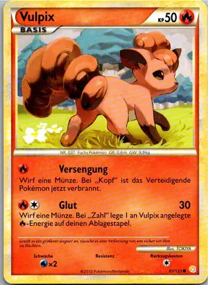 Pokémon-Karte Vulpix 87/123 HeartGold SoulSilver
