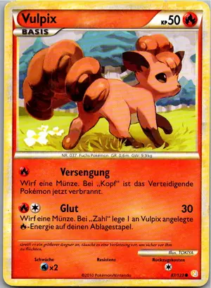 Pokémon-Karte Vulpix 87/123 HeartGold SoulSilver