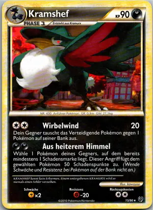Pokémon-Karte Kramshef 15/90 Unerschrocken