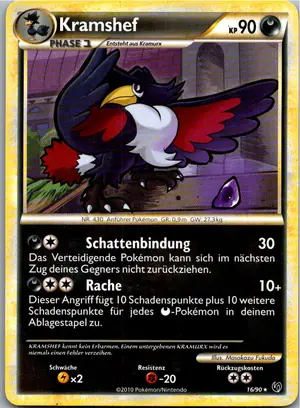 Pokémon-Karte Kramshef 16/90 Unerschrocken