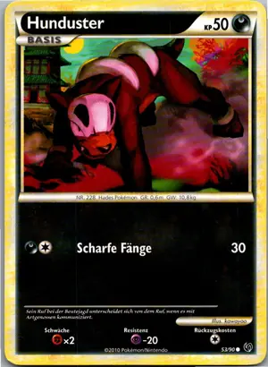 Pokémon-Karte Hunduster 53/90 Unerschrocken