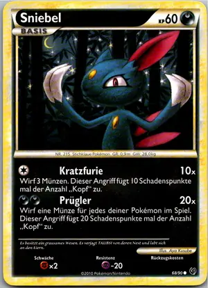 Pokémon-Karte Sniebel 68/90 Unerschrocken