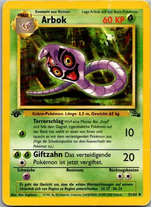 Pokémon-Karte Arbok 31/62 Fossil