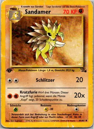 Pokémon-Karte Sandamer 41/62 Fossil