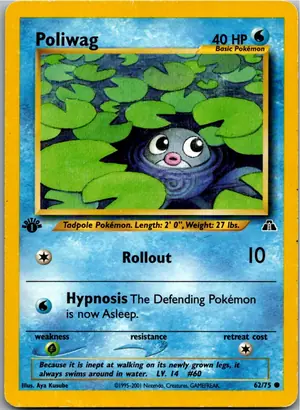 Pokémon-Karte Poliwag Quapsel 62/75 Neo Entdeckung