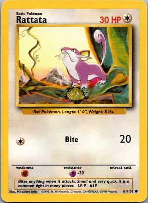 Pokémon-Karte Rattata Rattfratz 61/102 Grundset