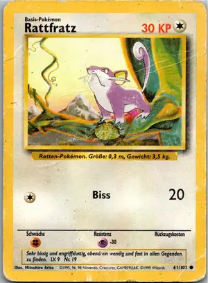 Pokémon-Karte Rattfratz 61/102 Grundset