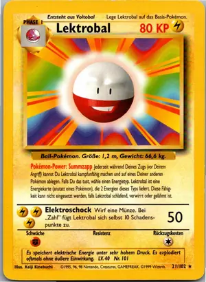 Pokémon-Karte Lektrobal 21/102 Grundset