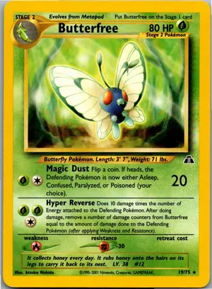 Pokémon-Karte Butterfree Smettbo 19/75 Neo Entdeckung