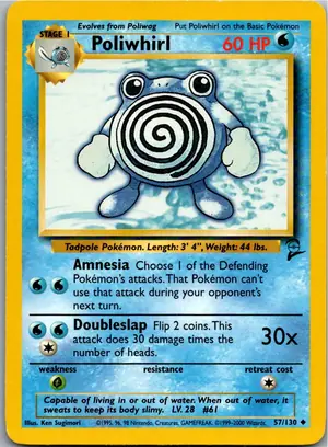 Pokémon-Karte Poliwhirl Quaputzi 57/130 Base Set 2