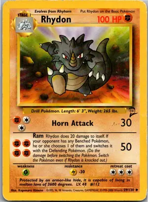 Pokémon-Karte Rhydon Rizeros 59/130 Base Set 2