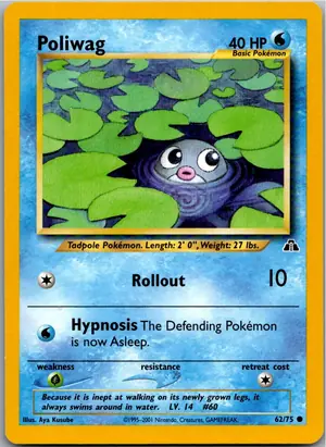 Pokémon-Karte Poliwag Quapsel 62/75 Neo Entdeckung