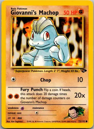 Pokémon-Karte Giovanni's Machop 72/132 Gym Challenge