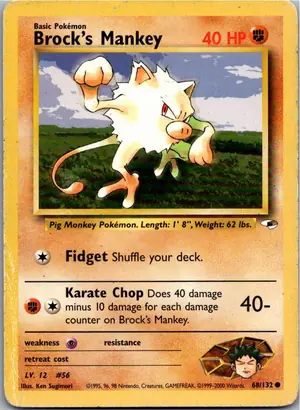 Pokémon-Karte Brock's Mankey 68/132 Gym Heroes