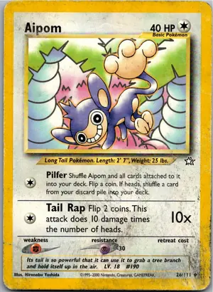 Pokémon-Karte Aipom Griffel 26/111 Neo Genesis