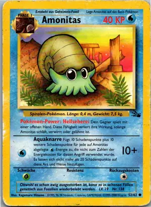 Pokémon-Karte Amonitas 52/62 Fossil